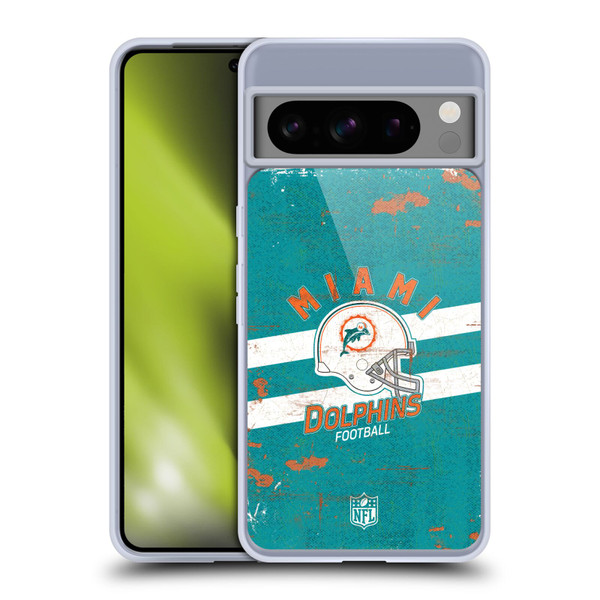 NFL Miami Dolphins Logo Art Helmet Distressed Soft Gel Case for Google Pixel 8 Pro