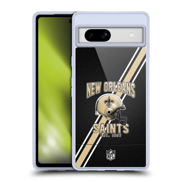 NFL New Orleans Saints Logo Art Football Stripes Soft Gel Case for Google Pixel 7a