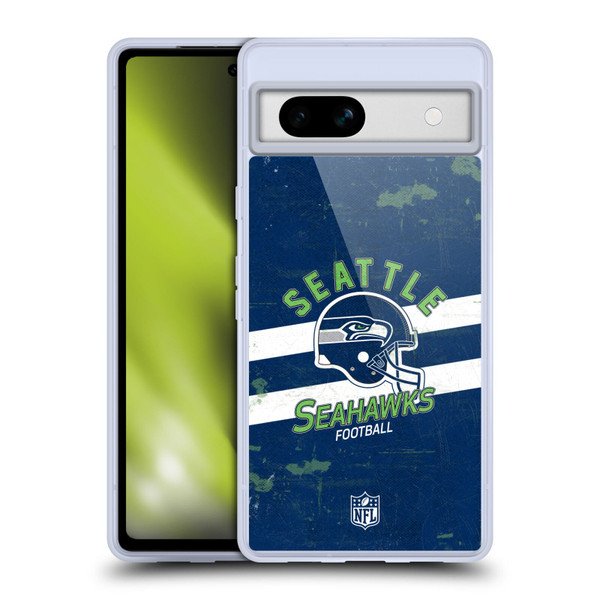 NFL Seattle Seahawks Logo Art Helmet Distressed Soft Gel Case for Google Pixel 7a