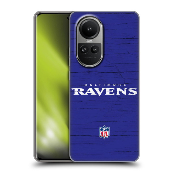 NFL Baltimore Ravens Logo Distressed Look Soft Gel Case for OPPO Reno10 5G / Reno10 Pro 5G
