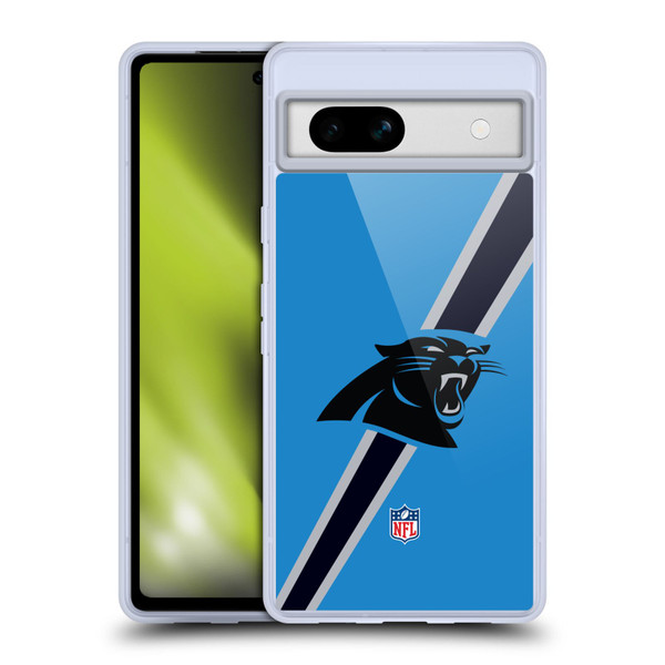 NFL Carolina Panthers Logo Stripes Soft Gel Case for Google Pixel 7a