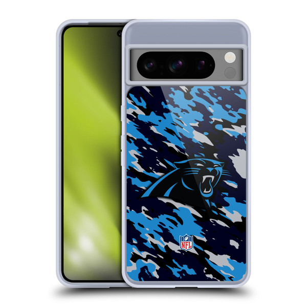 NFL Carolina Panthers Logo Camou Soft Gel Case for Google Pixel 8 Pro