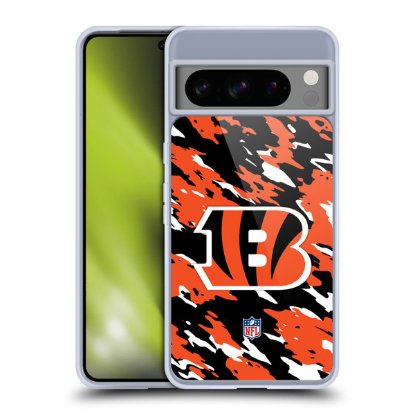 NFL Cincinnati Bengals Logo Camou Soft Gel Case for Google Pixel 8 Pro