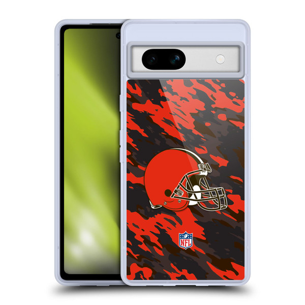 NFL Cleveland Browns Logo Camou Soft Gel Case for Google Pixel 7a