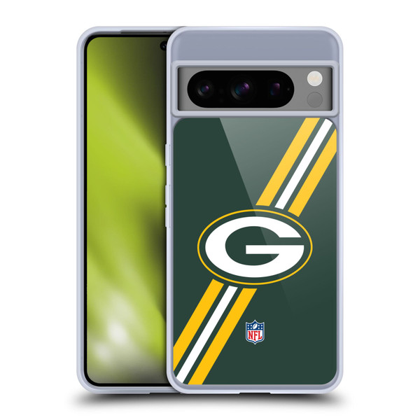 NFL Green Bay Packers Logo Stripes Soft Gel Case for Google Pixel 8 Pro