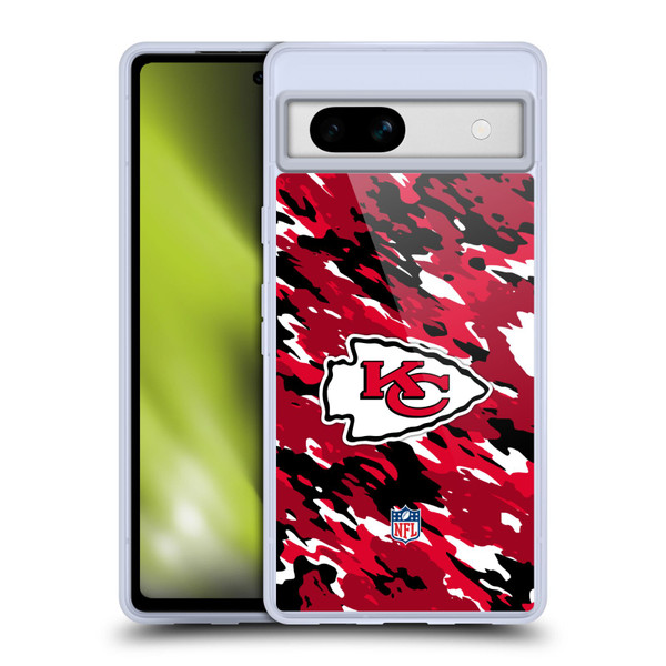 NFL Kansas City Chiefs Logo Camou Soft Gel Case for Google Pixel 7a
