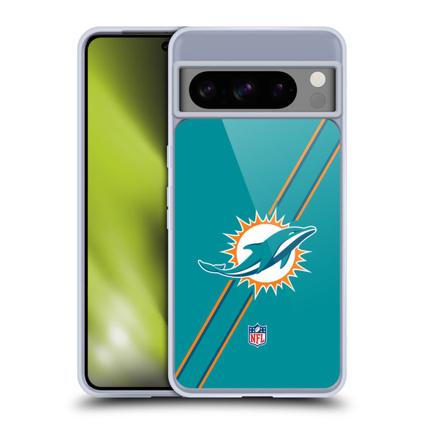 NFL Miami Dolphins Logo Stripes Soft Gel Case for Google Pixel 8 Pro