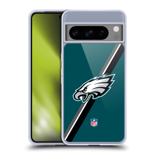 NFL Philadelphia Eagles Logo Stripes Soft Gel Case for Google Pixel 8 Pro