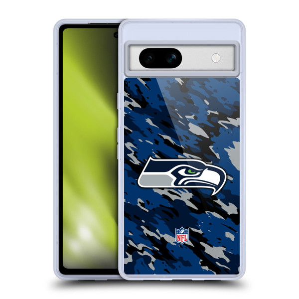 NFL Seattle Seahawks Logo Camou Soft Gel Case for Google Pixel 7a