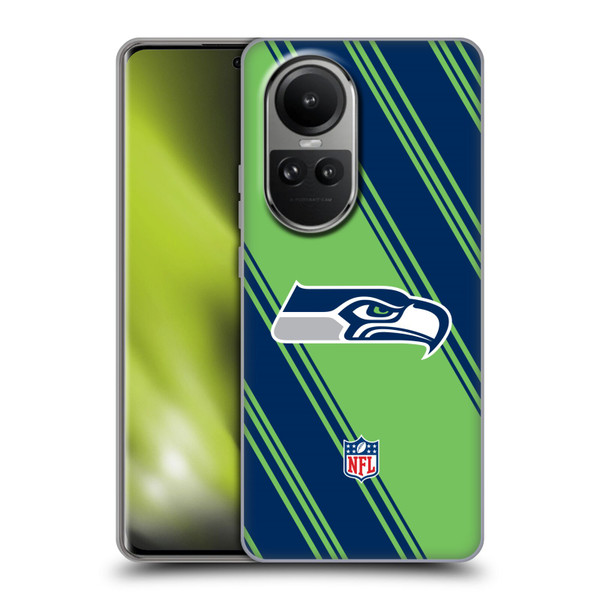 NFL Seattle Seahawks Artwork Stripes Soft Gel Case for OPPO Reno10 5G / Reno10 Pro 5G