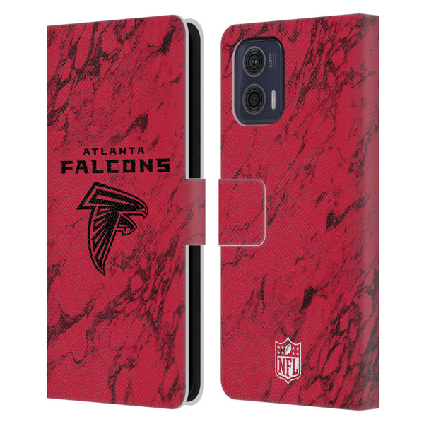 NFL Atlanta Falcons Graphics Coloured Marble Leather Book Wallet Case Cover For Motorola Moto G73 5G