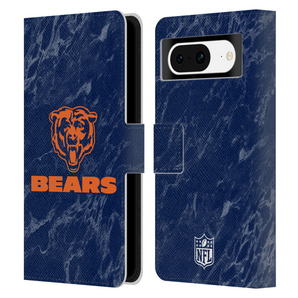 NFL Chicago Bears Graphics Coloured Marble Leather Book Wallet Case Cover For Google Pixel 8
