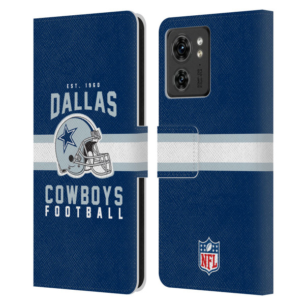 NFL Dallas Cowboys Graphics Helmet Typography Leather Book Wallet Case Cover For Motorola Moto Edge 40