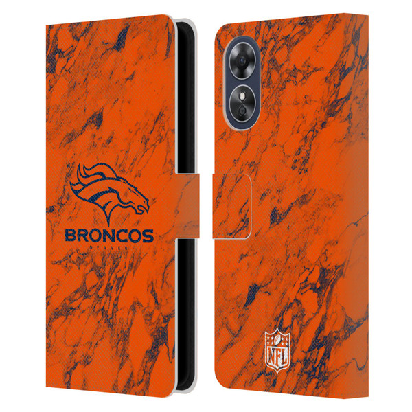 NFL Denver Broncos Graphics Coloured Marble Leather Book Wallet Case Cover For OPPO A17