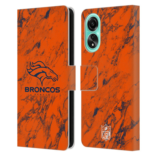 NFL Denver Broncos Graphics Coloured Marble Leather Book Wallet Case Cover For OPPO A78 4G