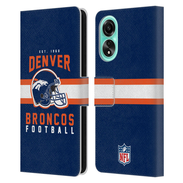 NFL Denver Broncos Graphics Helmet Typography Leather Book Wallet Case Cover For OPPO A78 4G