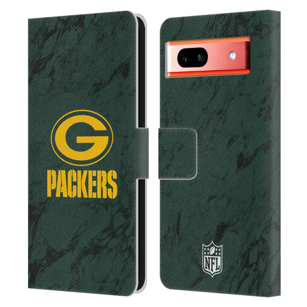 NFL Green Bay Packers Graphics Coloured Marble Leather Book Wallet Case Cover For Google Pixel 7a