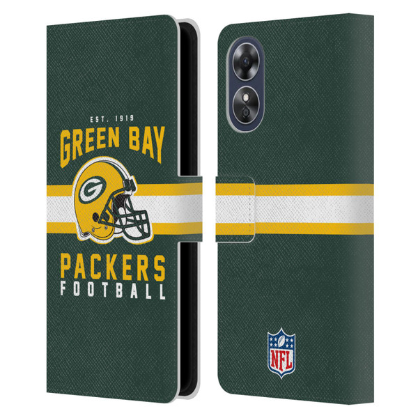 NFL Green Bay Packers Graphics Helmet Typography Leather Book Wallet Case Cover For OPPO A17
