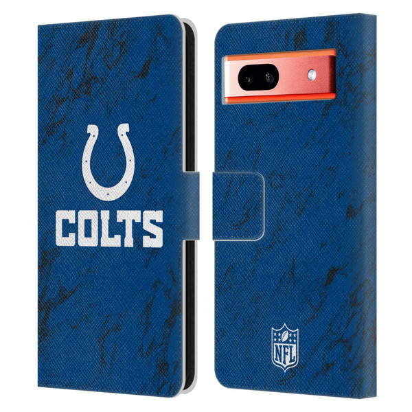 NFL Indianapolis Colts Graphics Coloured Marble Leather Book Wallet Case Cover For Google Pixel 7a