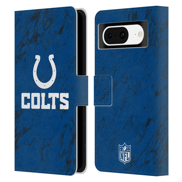 NFL Indianapolis Colts Graphics Coloured Marble Leather Book Wallet Case Cover For Google Pixel 8