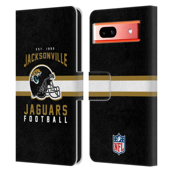 NFL Jacksonville Jaguars Graphics Helmet Typography Leather Book Wallet Case Cover For Google Pixel 7a