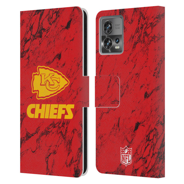 NFL Kansas City Chiefs Graphics Coloured Marble Leather Book Wallet Case Cover For Motorola Moto Edge 30 Fusion