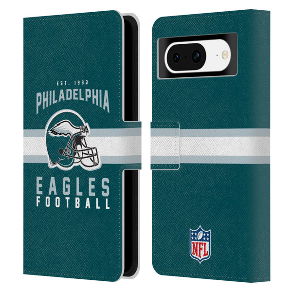 NFL Philadelphia Eagles Graphics Helmet Typography Leather Book Wallet Case Cover For Google Pixel 8