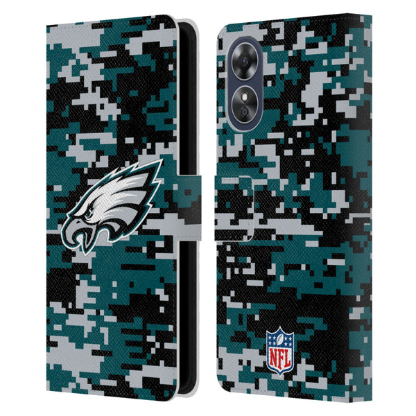 NFL Philadelphia Eagles Graphics Digital Camouflage Leather Book Wallet Case Cover For OPPO A17