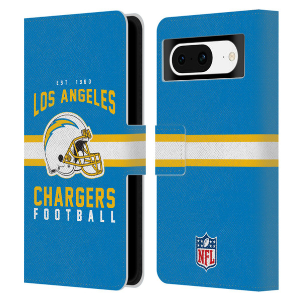 NFL Los Angeles Chargers Graphics Helmet Typography Leather Book Wallet Case Cover For Google Pixel 8