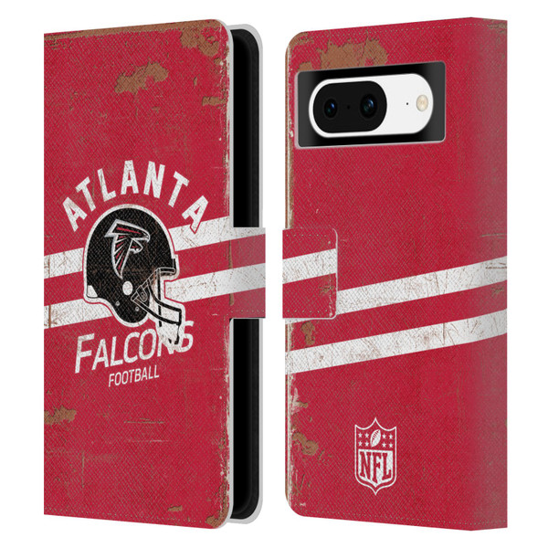 NFL Atlanta Falcons Logo Art Helmet Distressed Leather Book Wallet Case Cover For Google Pixel 8
