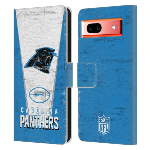 NFL Carolina Panthers Logo Art Banner Leather Book Wallet Case Cover For Google Pixel 7a