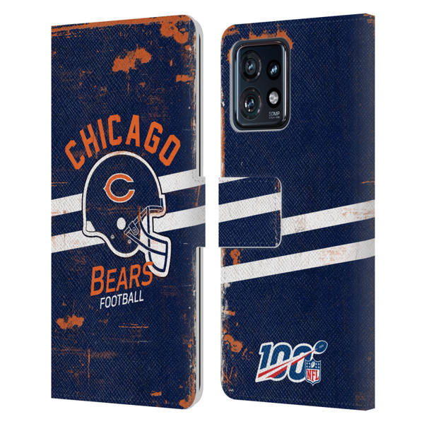 NFL Chicago Bears Logo Art Helmet Distressed Leather Book Wallet Case Cover For Motorola Moto Edge 40 Pro