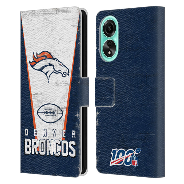 NFL Denver Broncos Logo Art Banner Leather Book Wallet Case Cover For OPPO A78 5G