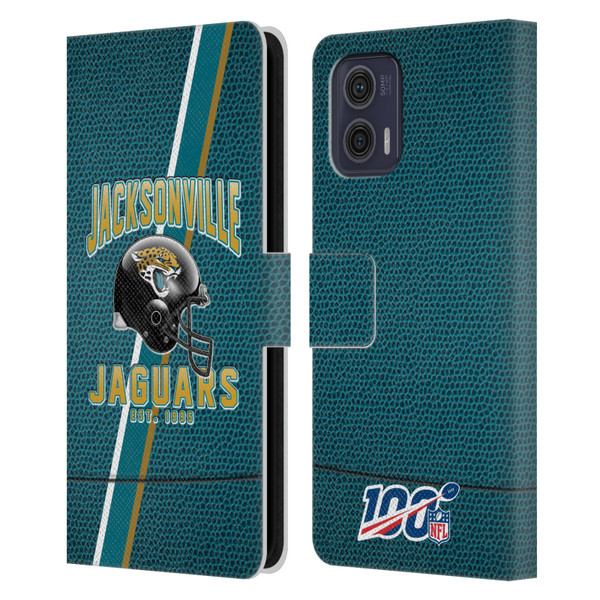 NFL Jacksonville Jaguars Logo Art Football Stripes Leather Book Wallet Case Cover For Motorola Moto G73 5G
