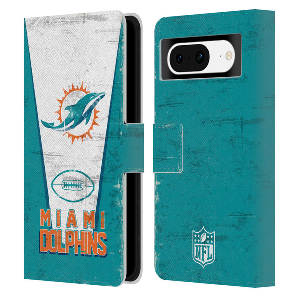 NFL Miami Dolphins Logo Art Banner Leather Book Wallet Case Cover For Google Pixel 8