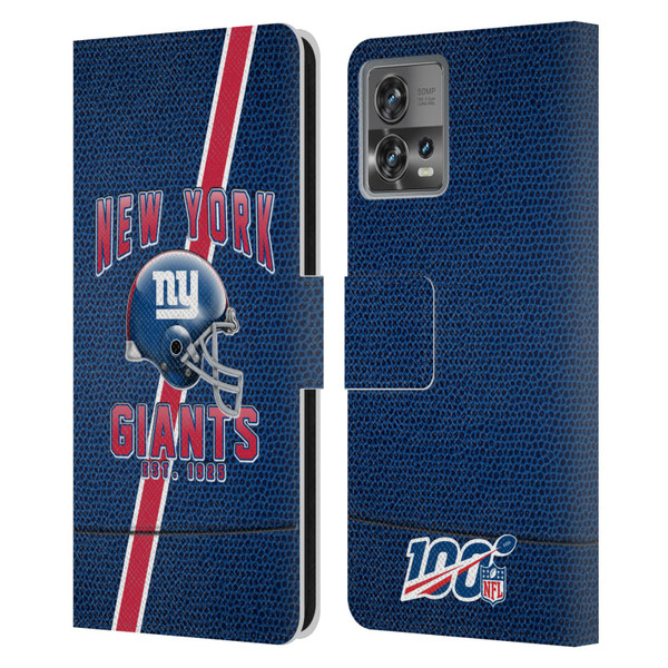 NFL New York Giants Logo Art Football Stripes Leather Book Wallet Case Cover For Motorola Moto Edge 30 Fusion