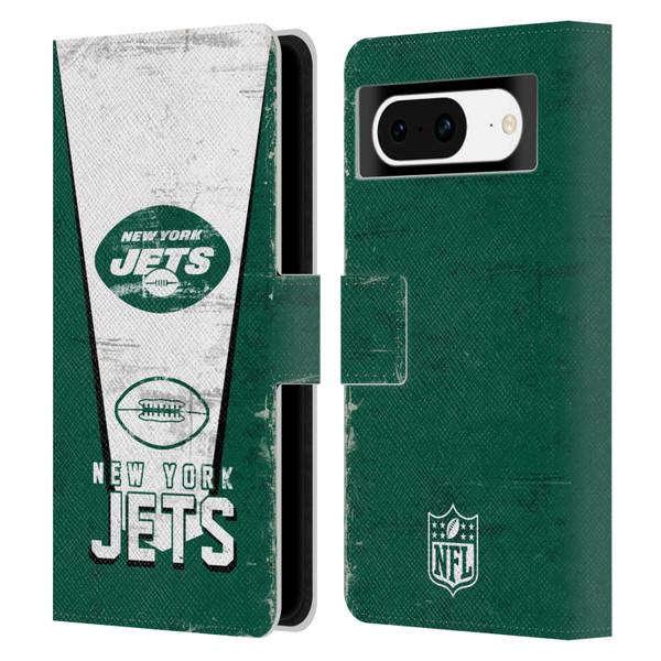 NFL New York Jets Logo Art Banner Leather Book Wallet Case Cover For Google Pixel 8