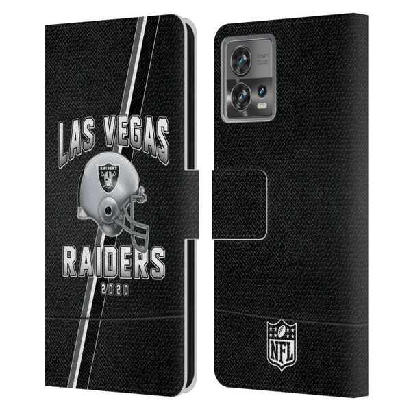 NFL Las Vegas Raiders Logo Art Football Stripes 100th Leather Book Wallet Case Cover For Motorola Moto Edge 30 Fusion