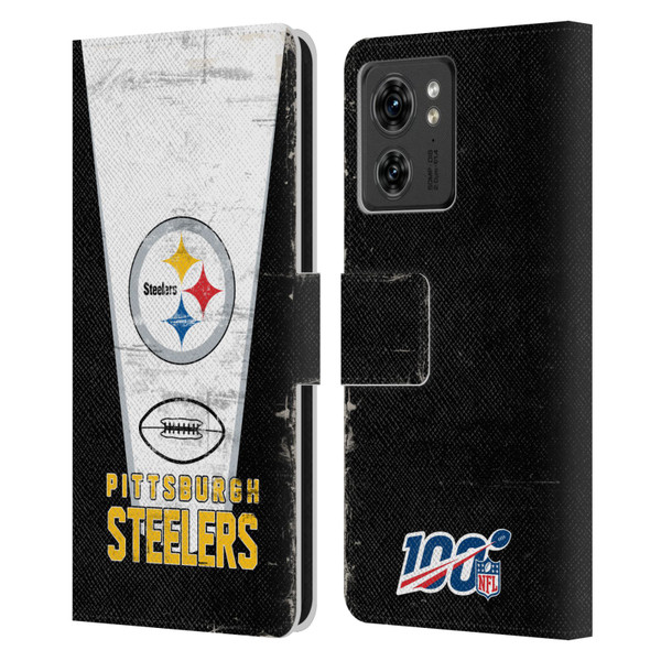 NFL Pittsburgh Steelers Logo Art Banner Leather Book Wallet Case Cover For Motorola Moto Edge 40