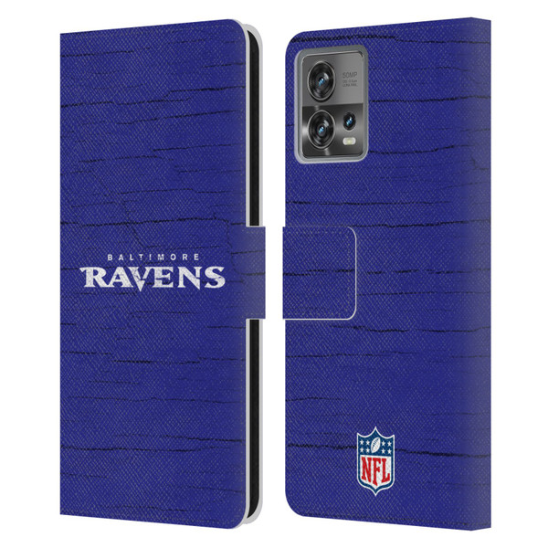 NFL Baltimore Ravens Logo Distressed Look Leather Book Wallet Case Cover For Motorola Moto Edge 30 Fusion