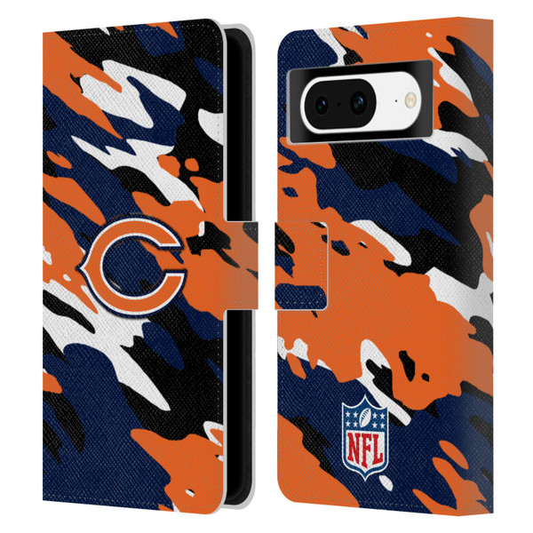 NFL Chicago Bears Logo Camou Leather Book Wallet Case Cover For Google Pixel 8