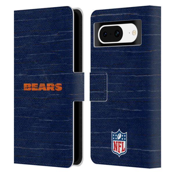 NFL Chicago Bears Logo Distressed Look Leather Book Wallet Case Cover For Google Pixel 8