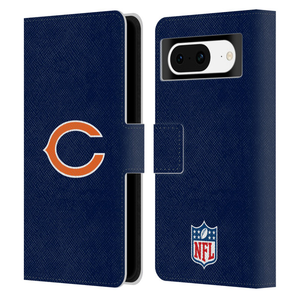NFL Chicago Bears Logo Plain Leather Book Wallet Case Cover For Google Pixel 8