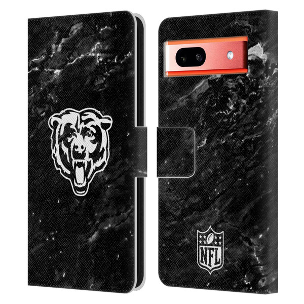 NFL Chicago Bears Artwork Marble Leather Book Wallet Case Cover For Google Pixel 7a