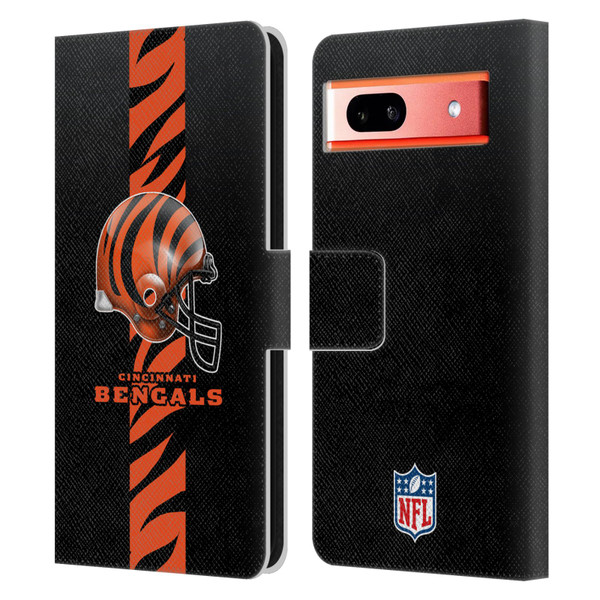 NFL Cincinnati Bengals Logo Helmet Leather Book Wallet Case Cover For Google Pixel 7a