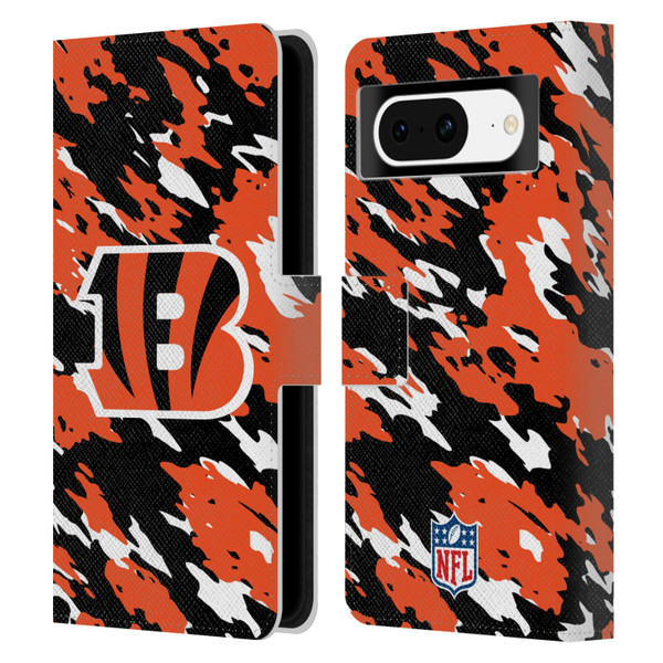 NFL Cincinnati Bengals Logo Camou Leather Book Wallet Case Cover For Google Pixel 8