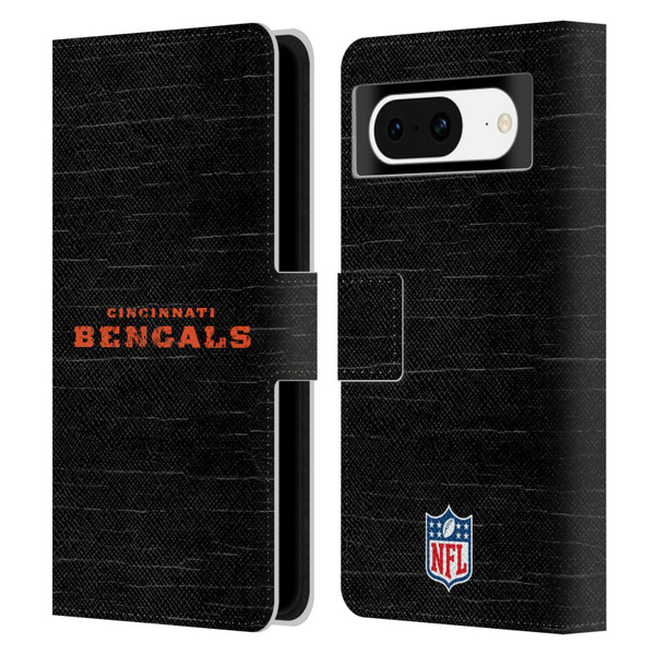 NFL Cincinnati Bengals Logo Distressed Look Leather Book Wallet Case Cover For Google Pixel 8