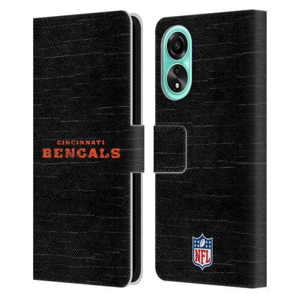 NFL Cincinnati Bengals Logo Distressed Look Leather Book Wallet Case Cover For OPPO A78 5G