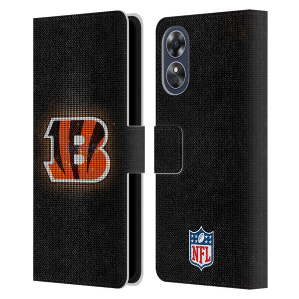 NFL Cincinnati Bengals Artwork LED Leather Book Wallet Case Cover For OPPO A17