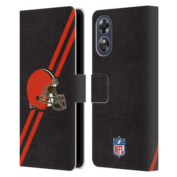 NFL Cleveland Browns Logo Stripes Leather Book Wallet Case Cover For OPPO A17